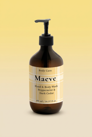 Peppermint & Dark Cedar met Maeve-achtergrond